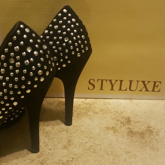 Black Silver Studded Heals - Picture 8 of 8